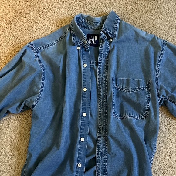 GAP Tops - Vintage *GAP* Soft Denim Shirt | XS | Baggy Button-Up | Perfectly Worn-In | EUC